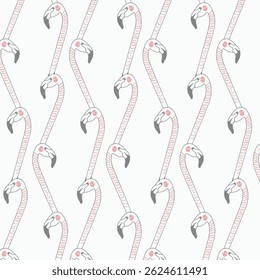Hand drawn seamless pattern with flamingo. Perfect for T-shirt, textile and print. Doodle vector illustration for decor and design.