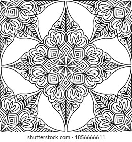Hand drawn seamless pattern with floral mandala elements
