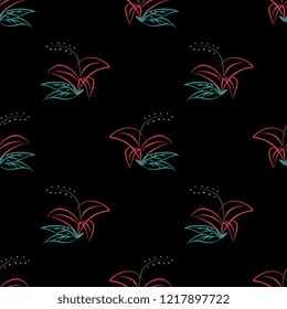 Hand drawn seamless pattern with flower floral theme background vector illustration. Scandinavian fashion style ready for textile print and wrapping.