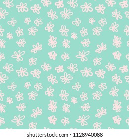 Hand drawn seamless pattern with flowers. Endless vector primitive background. Vector illustration.