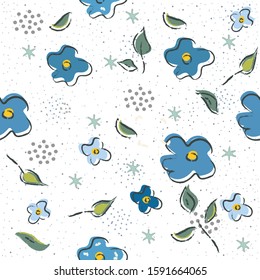 Hand Drawn Seamless Pattern with flowers. Artistic Creative Design. Great for backgrounds, backdrops, cards, postcards, invitations, headers, brochures, posters,wall art, flyer, etc.