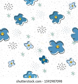 Hand Drawn Seamless Pattern with flowers. Artistic Creative Design. Great for backgrounds, backdrops, cars, postcards, invitations, headers, brochures, posters,wall art, flyer, etc.