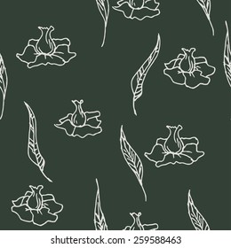hand drawn seamless pattern with flowers