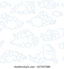 Hand  drawn seamless pattern  with fluffy white clouds. Element for design.