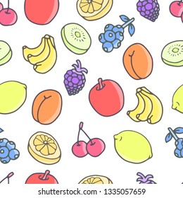 Hand drawn seamless pattern : Fruits 01