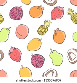 Hand drawn seamless pattern - Fruits 02