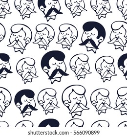 Hand drawn seamless pattern with fun senior faces