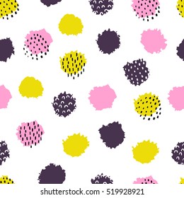 Hand drawn seamless pattern with geometric elements and shapes.