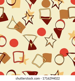 Hand drawn seamless pattern with geometrical figures. Doodle. Vector illustration. EPS 10