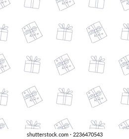 Hand drawn seamless pattern with gifts. Vector birthday present wrapper background.