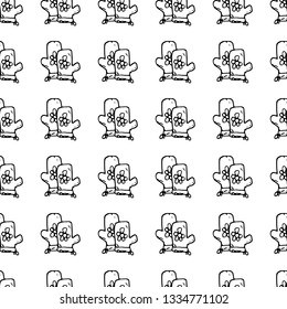 Hand Drawn seamless pattern glove for cooking doodle. Sketch style icon. Decoration element. Isolated on white background. Flat design. Vector illustration.