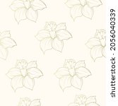Hand drawn seamless pattern with gold daffodil. Vector background for textile and wrapping paper.