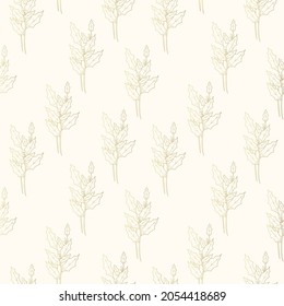 Hand drawn seamless pattern with golden holly berry. Vector background for  wrapping paper and textile.