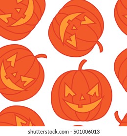 Hand drawn seamless pattern with halloween pumpkins