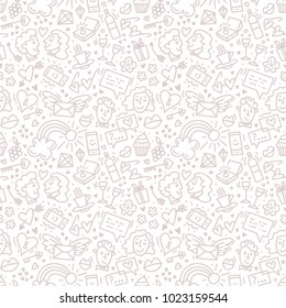 Hand drawn seamless pattern for Happy Valentine's Day or Weddind Day celebration.