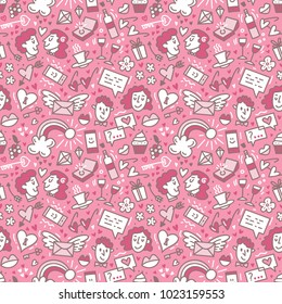 Hand drawn seamless pattern for Happy Valentine's Day