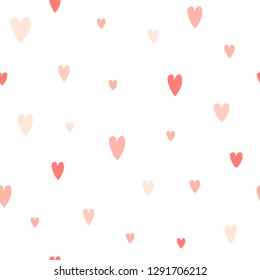 Hand drawn seamless pattern with hearts. Cute romantic background for wrapping paper, Valentine day decor or wedding design. Doodle vector texture about love