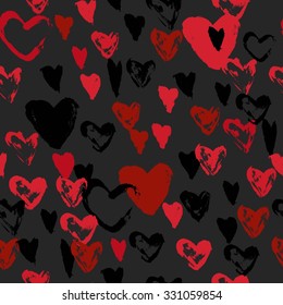 Hand drawn seamless pattern with hearts for different projects.