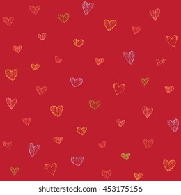 Hand drawn seamless pattern with hearts. 