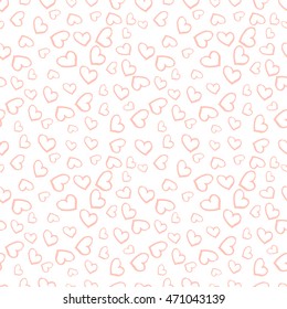 Hand drawn seamless pattern with hearts. Abstract heart background. Vector illustration.