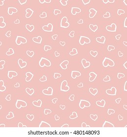 Hand drawn seamless pattern with hearts. Abstract heart background. Vector illustration.