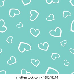 Hand drawn seamless pattern with hearts. Abstract heart background. Vector illustration.