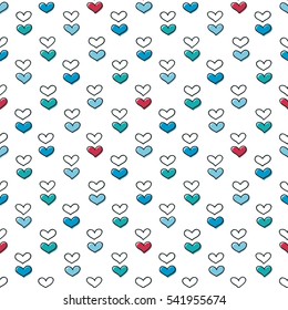 Hand drawn seamless pattern with hearts. Can be used for wallpaper, pattern fills, web page background, fabric, surface textures, gifts, wrapping paper. scrapbooking.