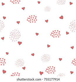 Hand Drawn Seamless Pattern with Hearts. Great for wedding cards, postcards, t-shirts, bridal invitations, brochures, posters, gift wrapping, wall art, wallpapers, etc.Vector Illustration.
