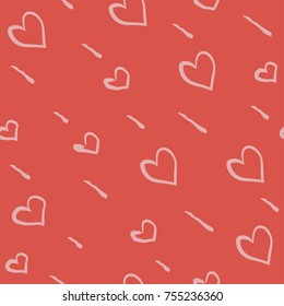 Hand Drawn Seamless Pattern with Hearts. Great for wedding cards, postcards, t-shirts, bridal invitations, brochures, posters, gift wrapping, wall art, wallpapers, etc.Vector Illustration.