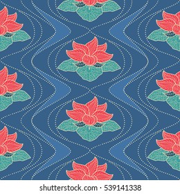 Hand drawn seamless pattern of henna flower lotus elements,yoga design.Mehendi Tattoo Doodles collection, meditation aura.Vector illustration