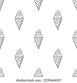 Hand drawn seamless pattern with ice cream