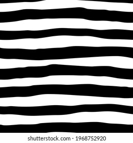 Hand drawn seamless pattern with ink stripes in black and white. Brush stroke vector background. Trendy monochrome vector seamless pattern for wrapping paper and prints