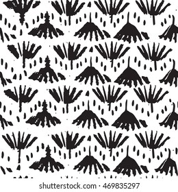 Hand drawn seamless pattern with ink prints