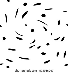 Hand Drawn Seamless Pattern With Ink Doodles. Black And White Vector Background. Endless Texture with Geometric Design