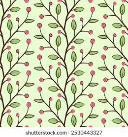 Padrão sem costura desenhado à mão com entrelaçamento de ramos. Lovely romântico vertical fashion print para fundo, design de férias, papel de parede, tecido