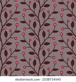 Padrão sem costura desenhado à mão com entrelaçamento de ramos. Lovely romântico vertical fashion print para fundo, design de férias, papel de parede, tecido