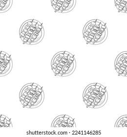 Hand drawn seamless pattern with kebabs