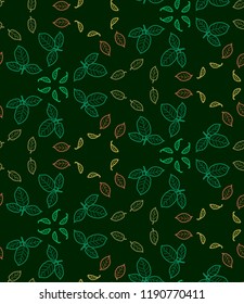 Hand drawn seamless pattern with leaves for wallpaper, greeting card, gift box, textile printing. Vector illustration.