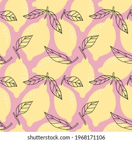 Hand drawn seamless pattern with Lemon
