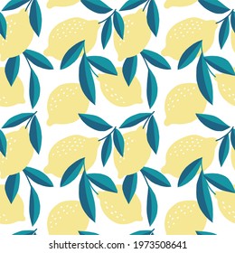 Hand drawn seamless pattern with Lemon