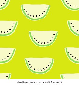 Hand drawn seamless pattern with lime slices.