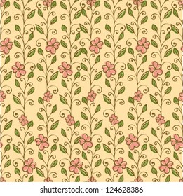hand drawn seamless pattern with little pink flowers