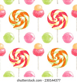 hand drawn seamless pattern with lollipops
