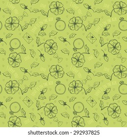 Hand drawn seamless pattern with love symbols