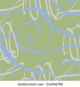 Hand drawn seamless pattern made of calligraphic swirls