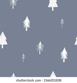 Hand Drawn seamless pattern Merry Christmas. Vector Happy New Year print 2020. Happy Holidais