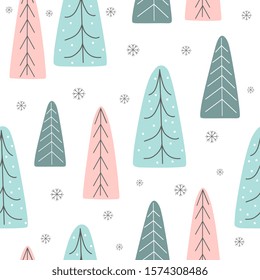 Hand Drawn seamless pattern Merry Christmas 2020. Vector Happy New Year print. 