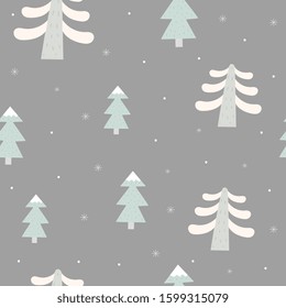 Hand Drawn seamless pattern Merry Christmas. Vector Happy New Year print 2020. Happy Holidais