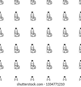 Hand Drawn seamless pattern milk with eggs doodle. Sketch style icon. Decoration element. Isolated on white background. Flat design. Vector illustration.