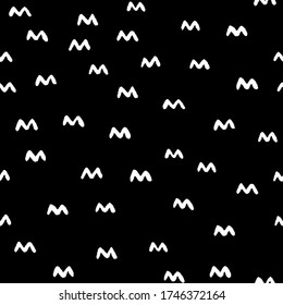 Hand drawn seamless pattern. Monochrome vector background. Design for T-shirt, textile and prints.